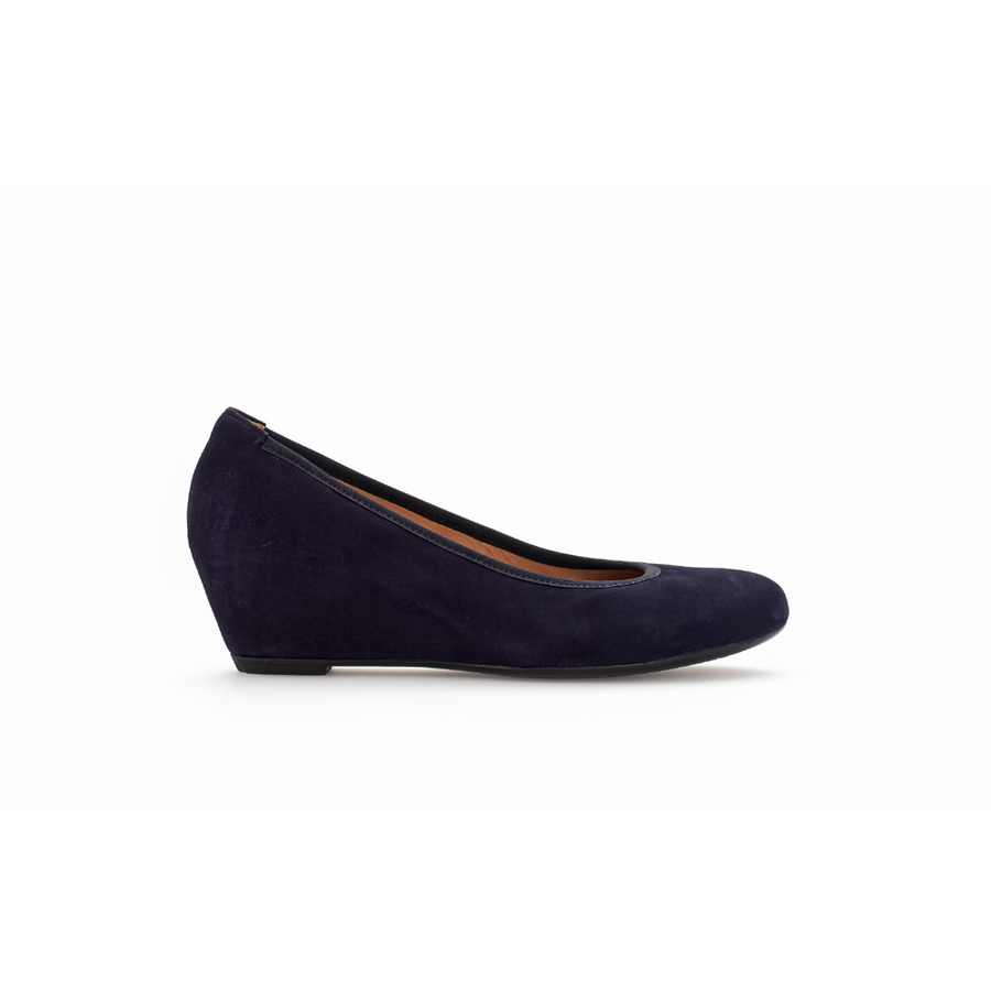 Gabor Fantasy 05.360.16 Navy Suede Wedge Court Shoe