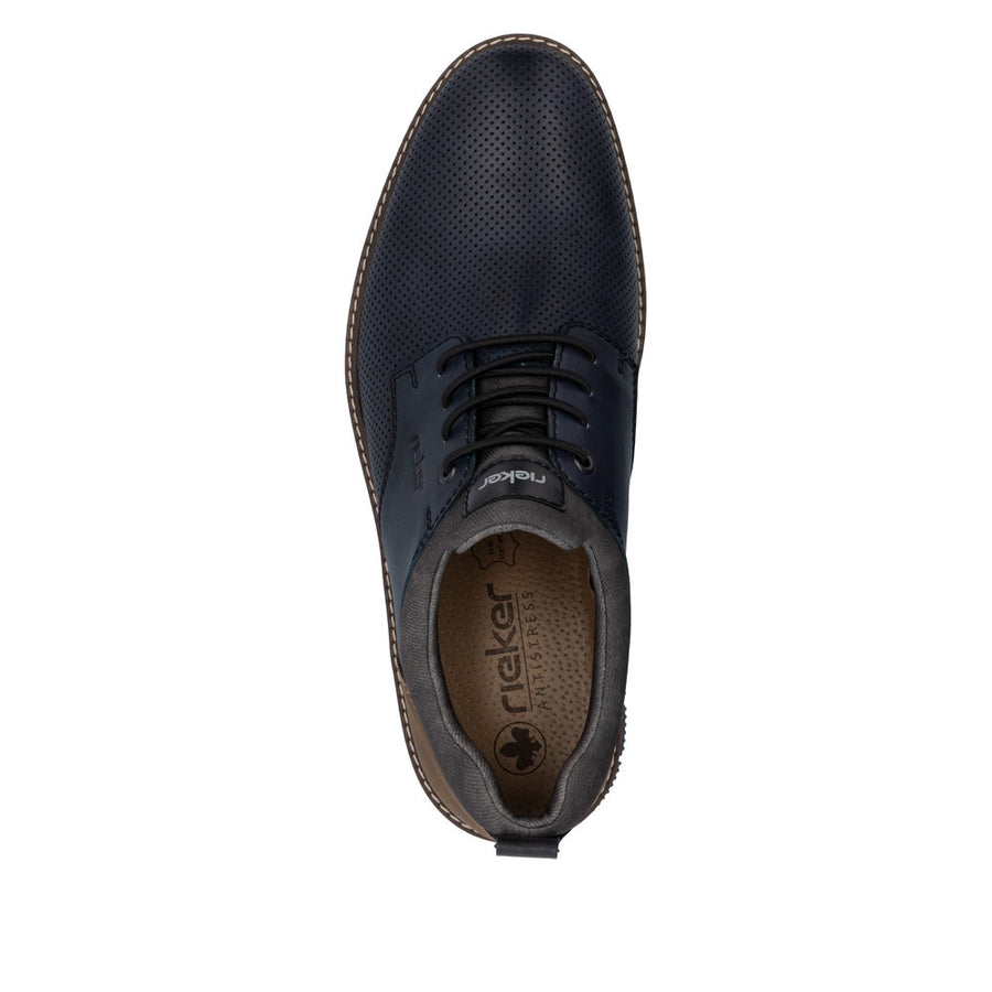 Rieker 14450-15 Blue Leather Casual Shoes