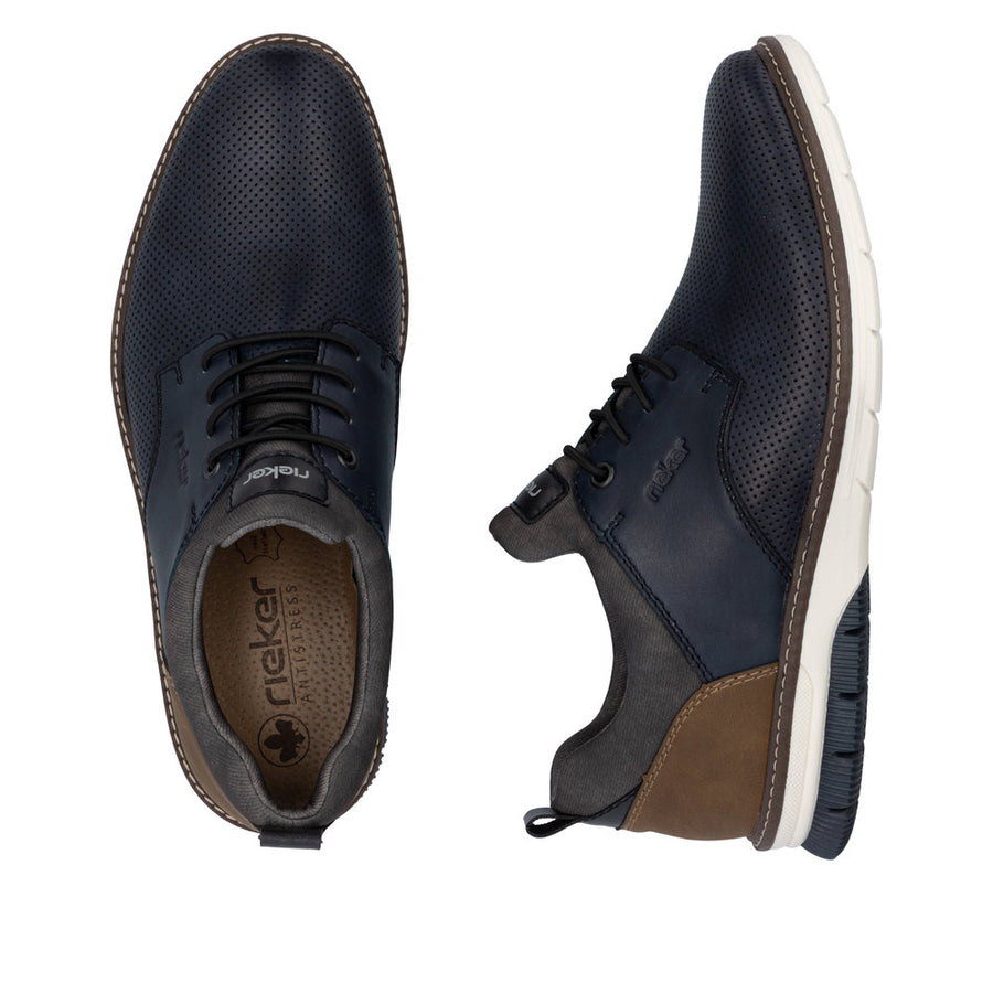 Rieker 14450-15 Blue Leather Casual Shoes