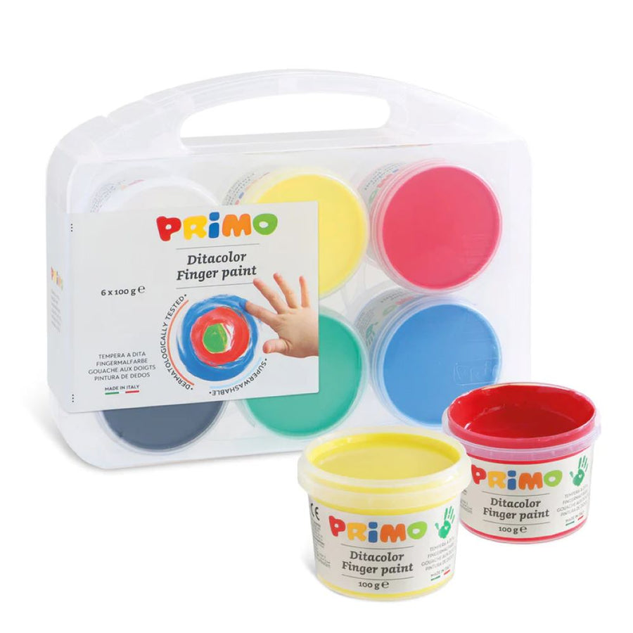 Primo Finger Paints - Primary Colours (6 * 100G Pots) 221TD100SP