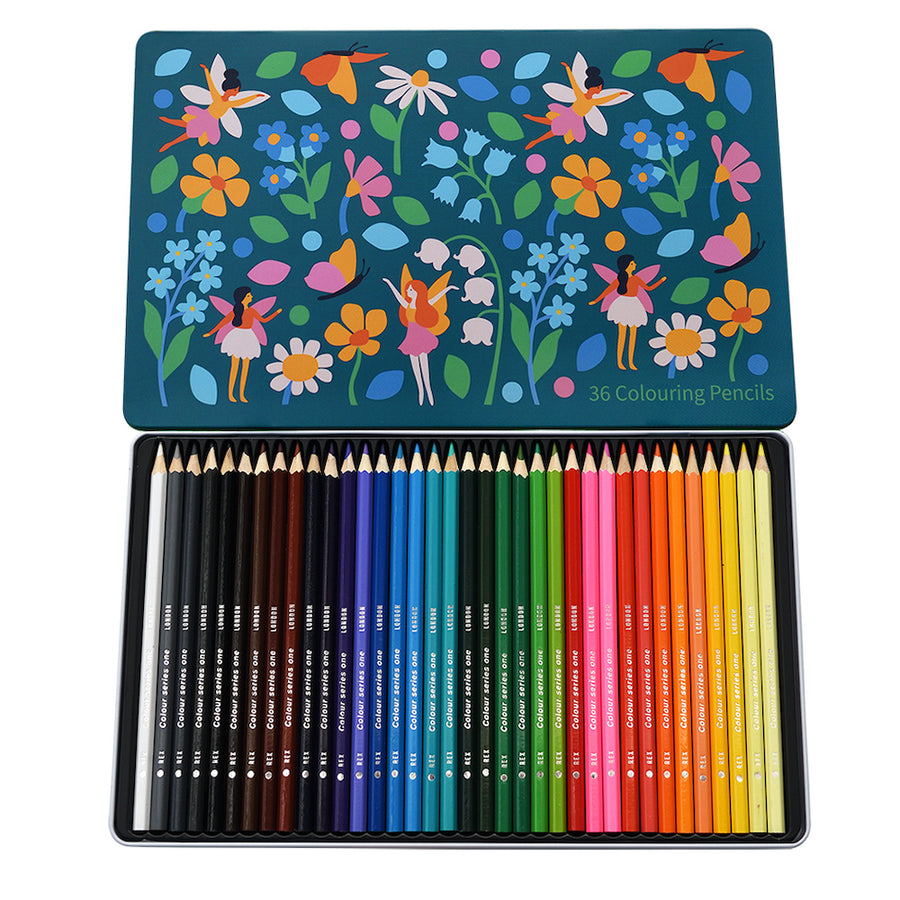 Rex London 36 Colouring Pencils In A Tin - Fairies In The Garden 29278