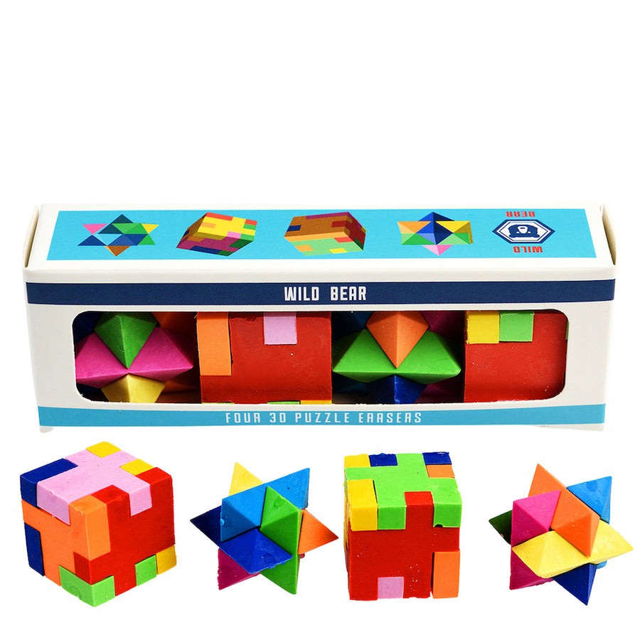 Rex London 3D Puzzle Erasers (Set Of 4) - Wild Bear 30069