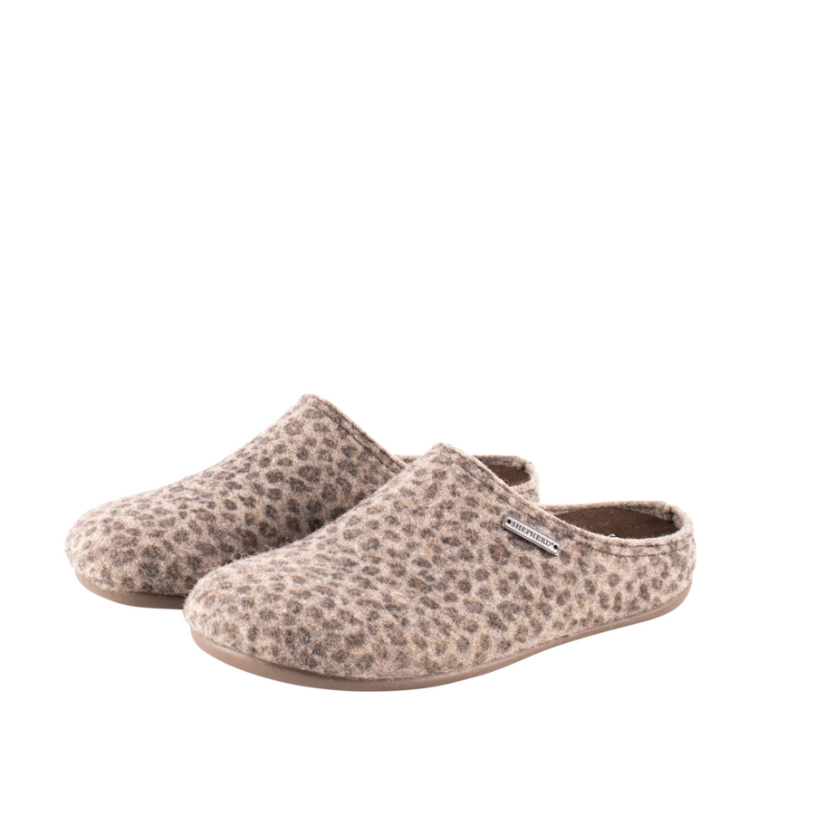 Shepherd of Sweden Cilla Leopard Sheepskin Slippers