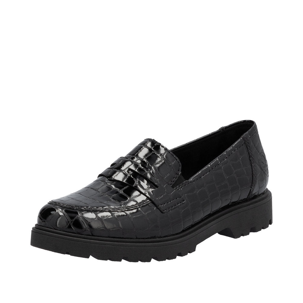 Rieker 45560-03 Black Patent Croc Shoes