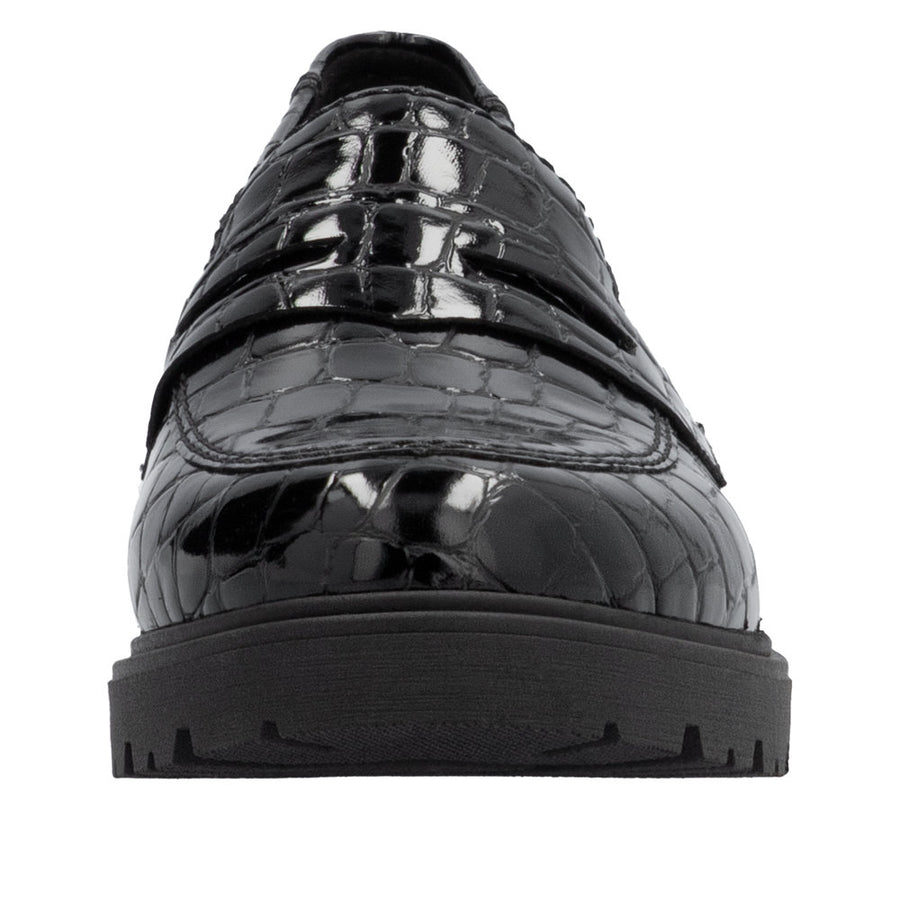 Rieker 45560-03 Black Patent Croc Shoes