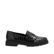 Rieker 45560-03 Black Patent Croc Shoes