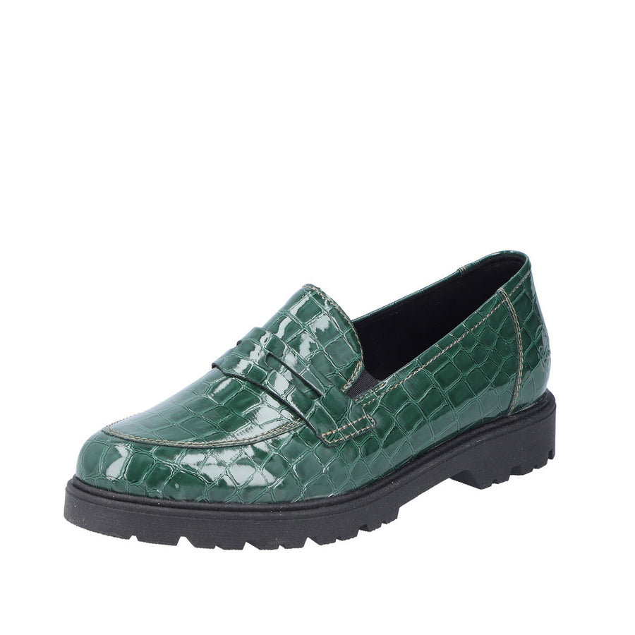 Rieker 45560-54 Green Patent Croc Shoes