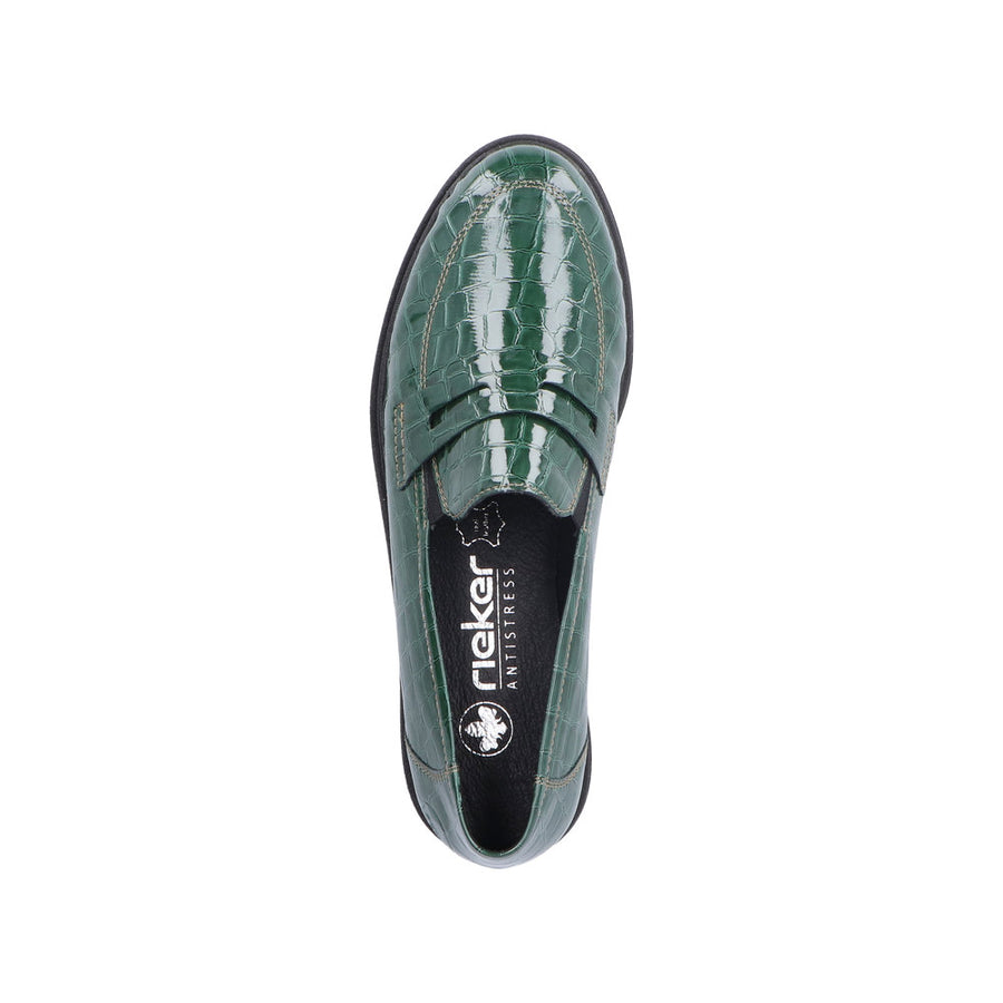 Rieker 45560-54 Green Patent Croc Shoes