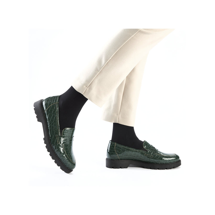 Rieker 45560-54 Green Patent Croc Shoes