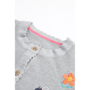 Frugi Maia Embroidered Cardigan - Grey Marl/Flowers