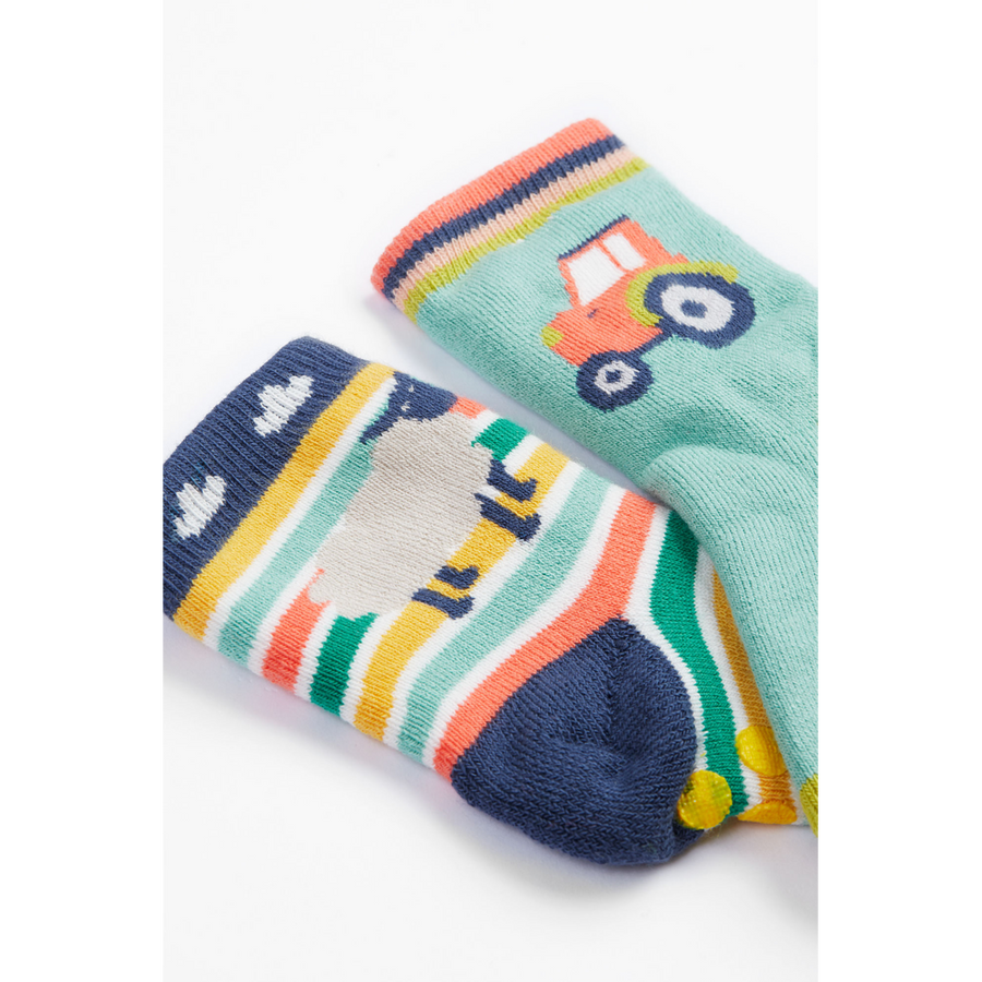 Frugi Grippy Socks 2 Pack - Farm Multipack