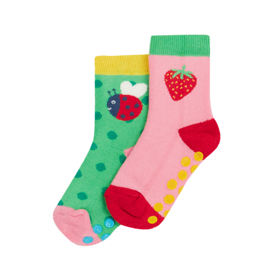 Frugi Grippy Socks 2 Pack - Strawberry Multipack