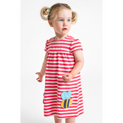 Frugi Little Layla Dress - Watermelon Stripe/Ladybird