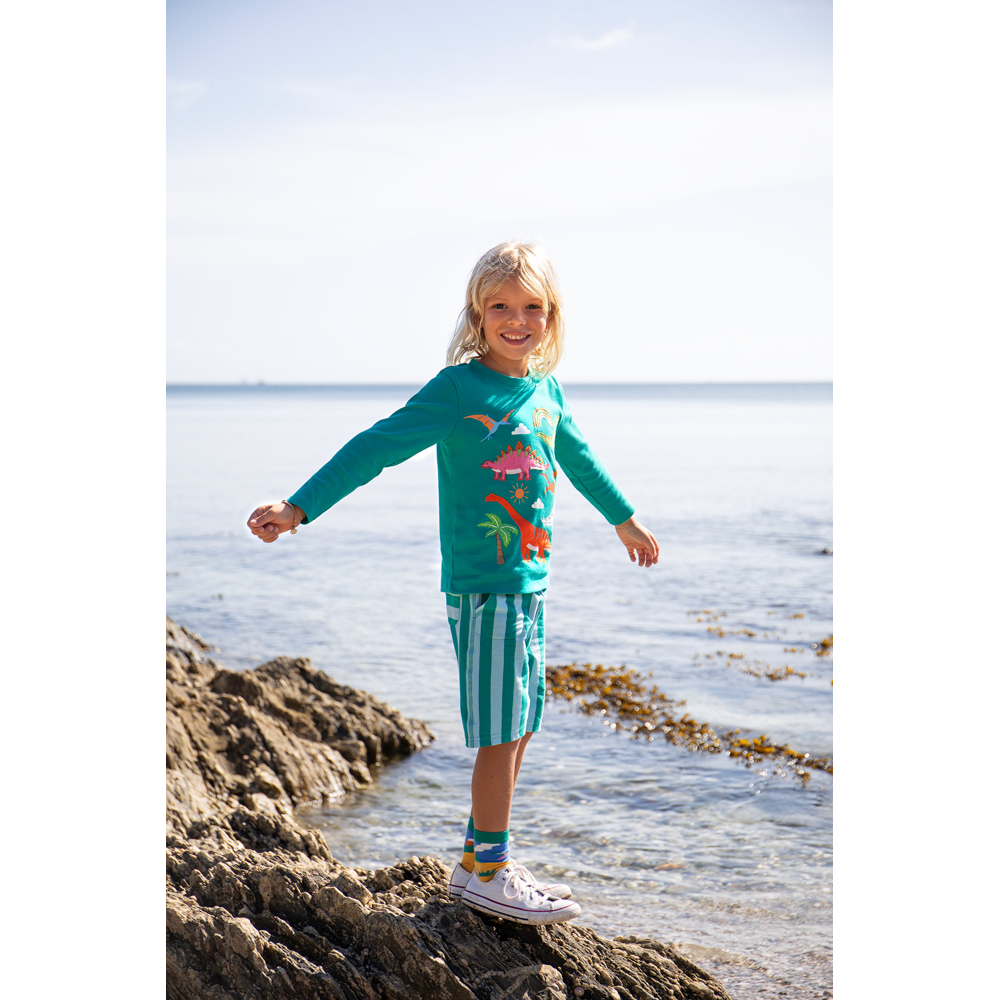 Frugi Stithian Shorts - Bluebird Iguana Stripe