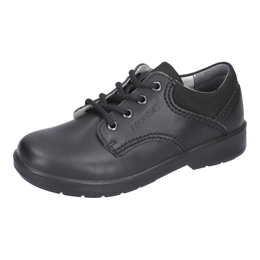 Ricosta Harry Black Leather Lace Up School Shoes - Medium Fit