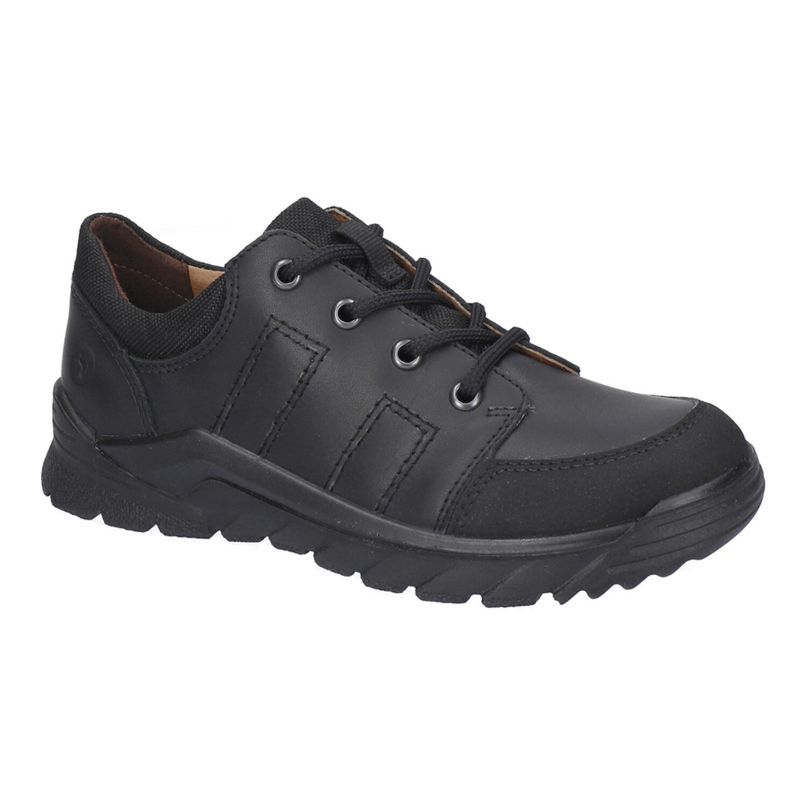 Ricosta Nate Black Leather Lace up  School Shoes - Wide fit