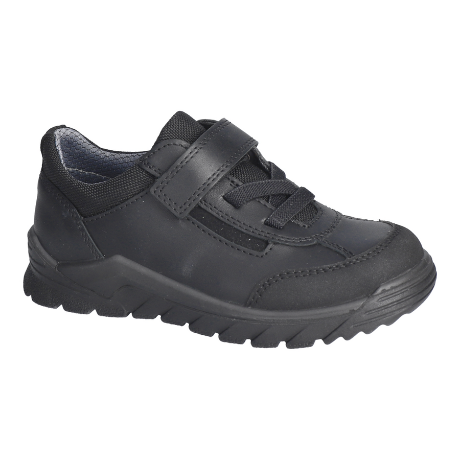 Ricosta Steve Black Leather Waterproof Rip Tape School Shoes