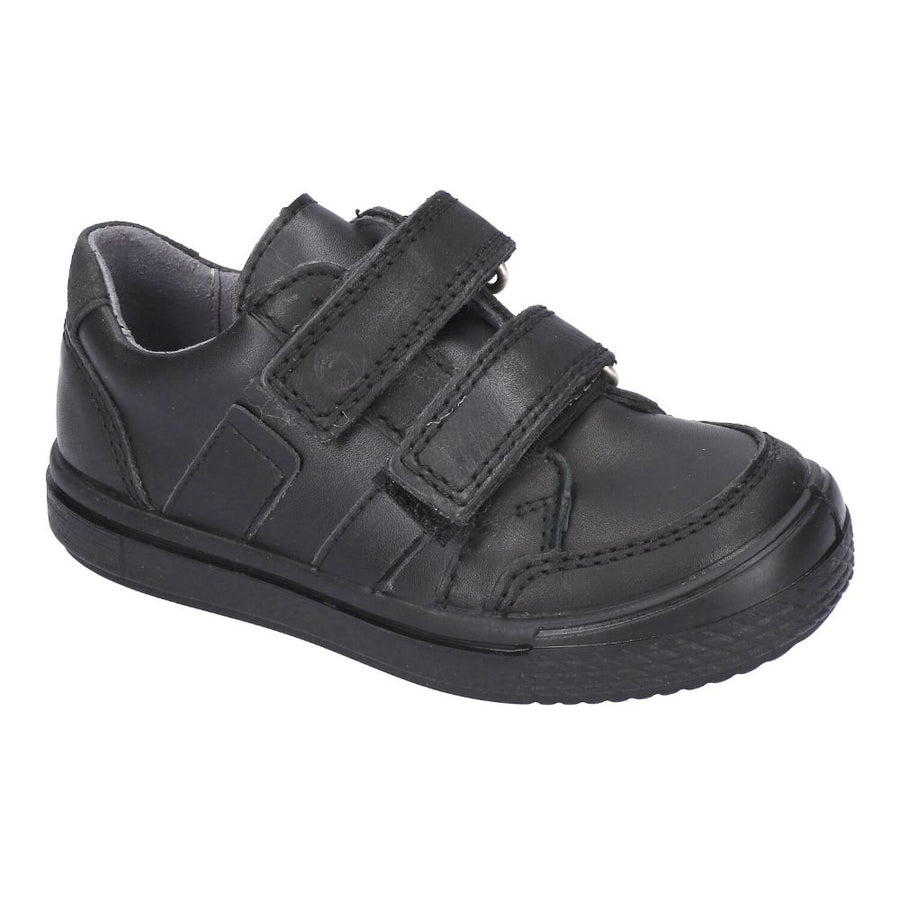 Ricosta Ethan Black Leather Rip Tape School Shoes - Medium Fit