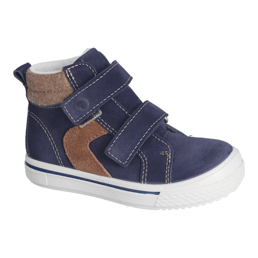 Ricosta Mats Navy/Brown Suede Waterproof Rip Tape Boots