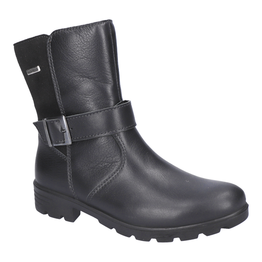 Ricosta Ranka Black Leather Waterproof Zip up Boots