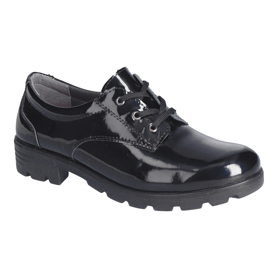 Ricosta Nancy Black Patent Lace up School Shoes - Medium Fit