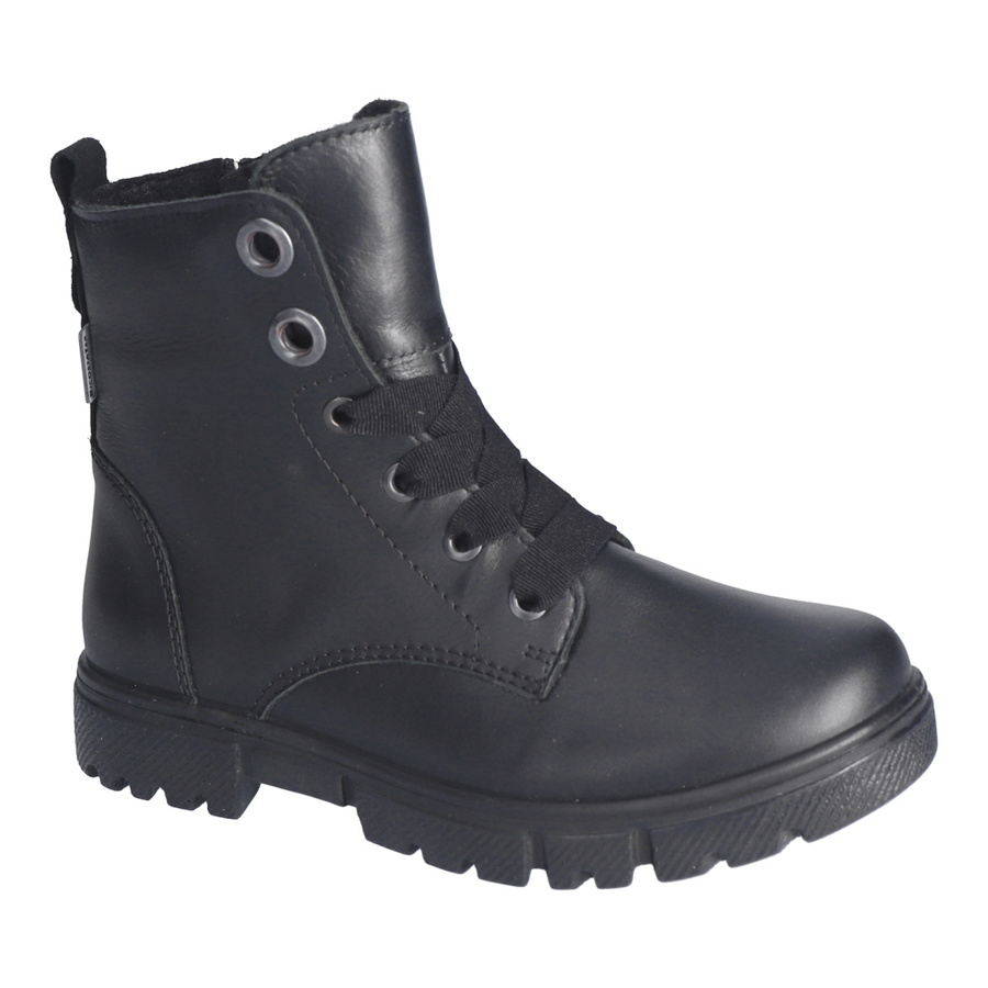 Ricosta Suri Black Leather Waterproof Lace/Zip Boots