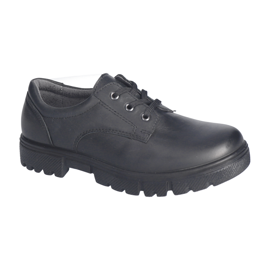 Ricosta Stacy Black Leather Lace up Chunky School Shoes