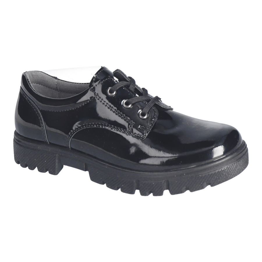 Ricosta Stacy Black Patent Lace up Chunky School Shoes