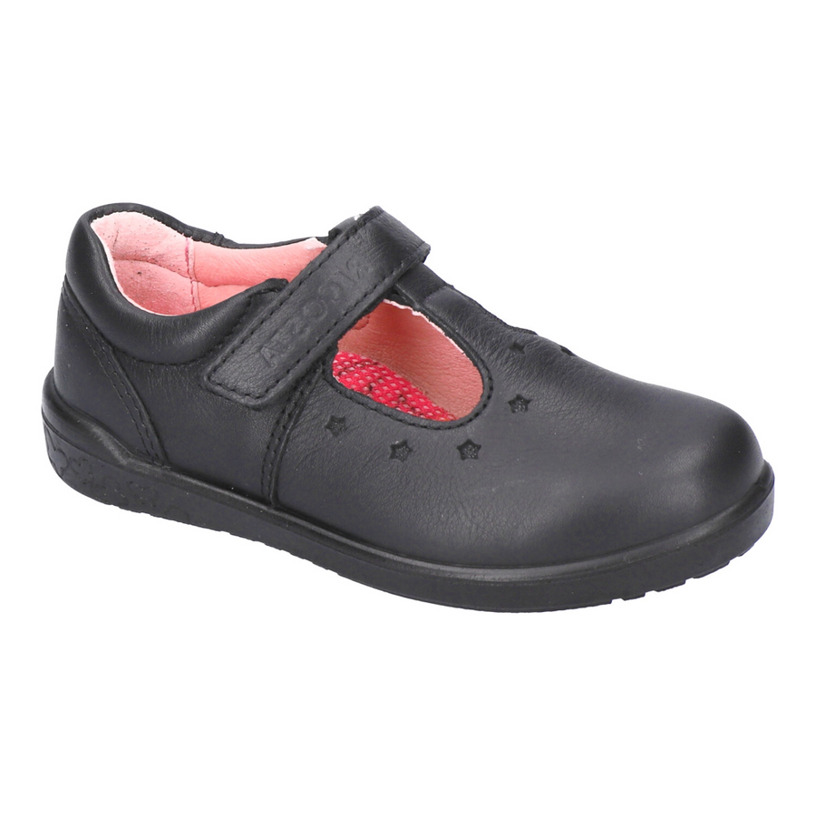 Ricosta Scarlett Black Leather T-Bar School Shoes