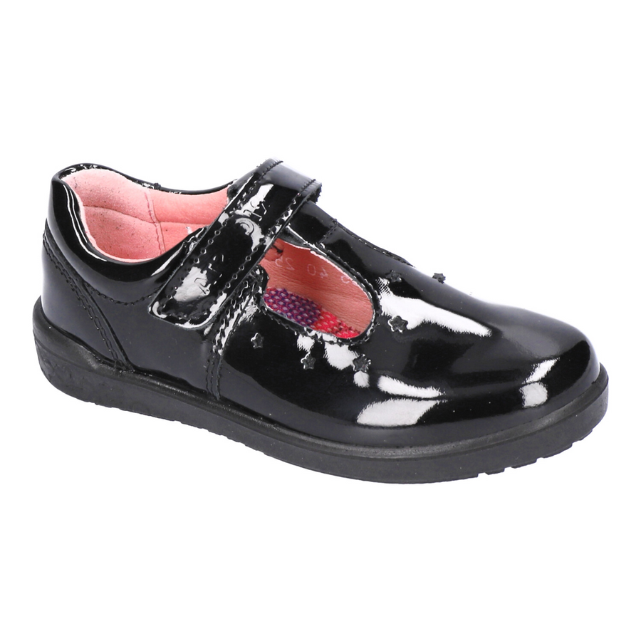 Ricosta Scarlett Black Patent T-Bar School Shoes