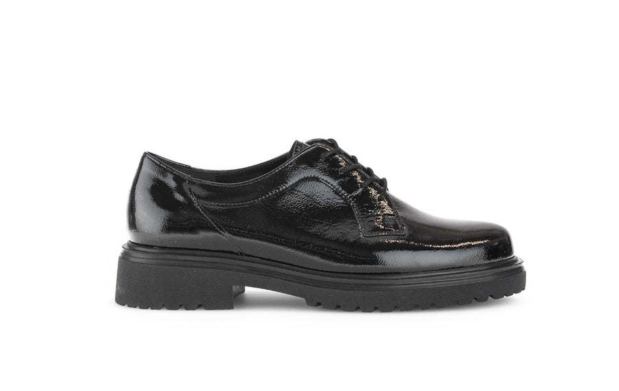 Gabor 52.555.97 Black Patent Lace Up Shoes