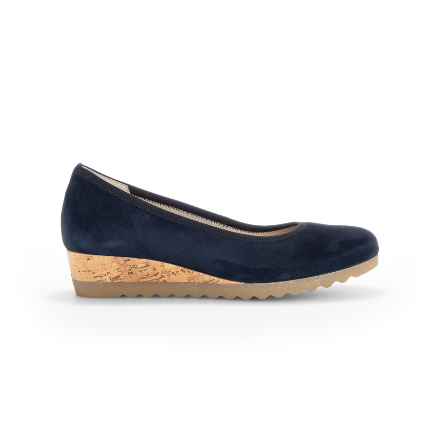 Gabor Epworth 62.641.46 Navy Suede Wedge Court Shoes G Fit