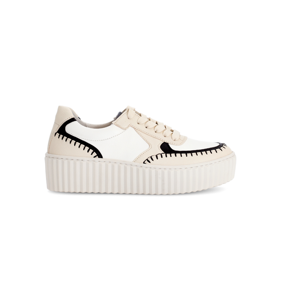 Gabor Dawn 63.204.27 Cream/Black Whip Stitched Chunky Sneaker