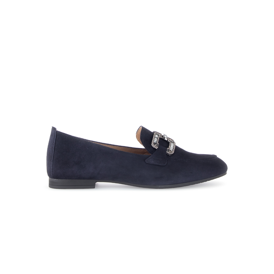 Gabor Jackie 65.210.16 Navy Suede/Silver Loafer