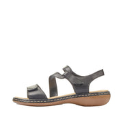 Rieker 659C7-00 Black Leather Sandals