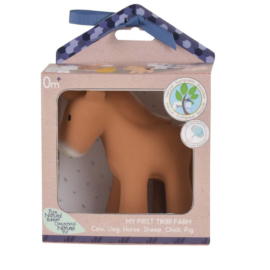 Tikiri Gift Boxed Horse  - Natural Rubber Rattle & Bath Toy 95016