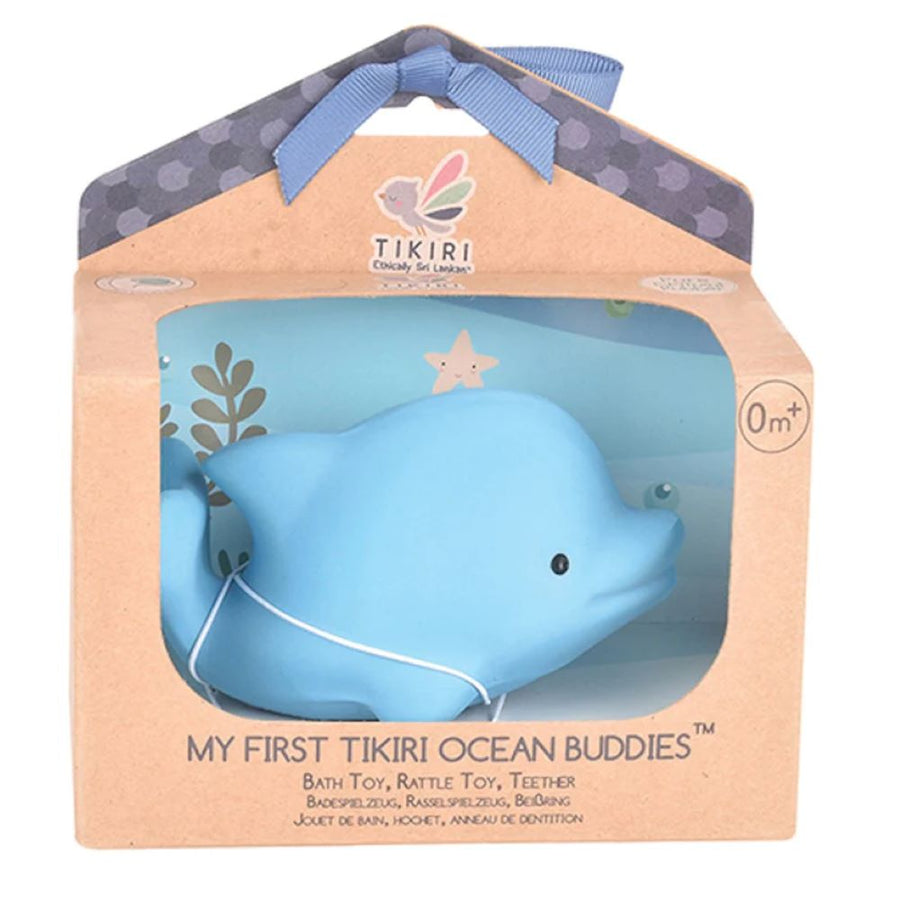 Tikiri Gift Boxed Dolphin - Natural Rubber Rattle & Bath Toy 97512