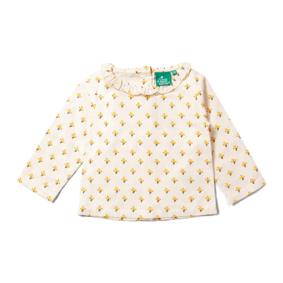 Little Green Radicals Golden Flowers Frill Collar Classic Blouse