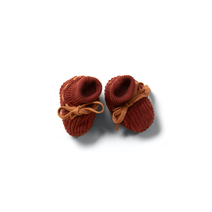 Little Green Radicals Hazelnut Knitted Booties