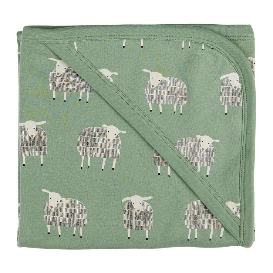 Pigeon Organics Hooded Blanket (AOP), Sheep - Basil