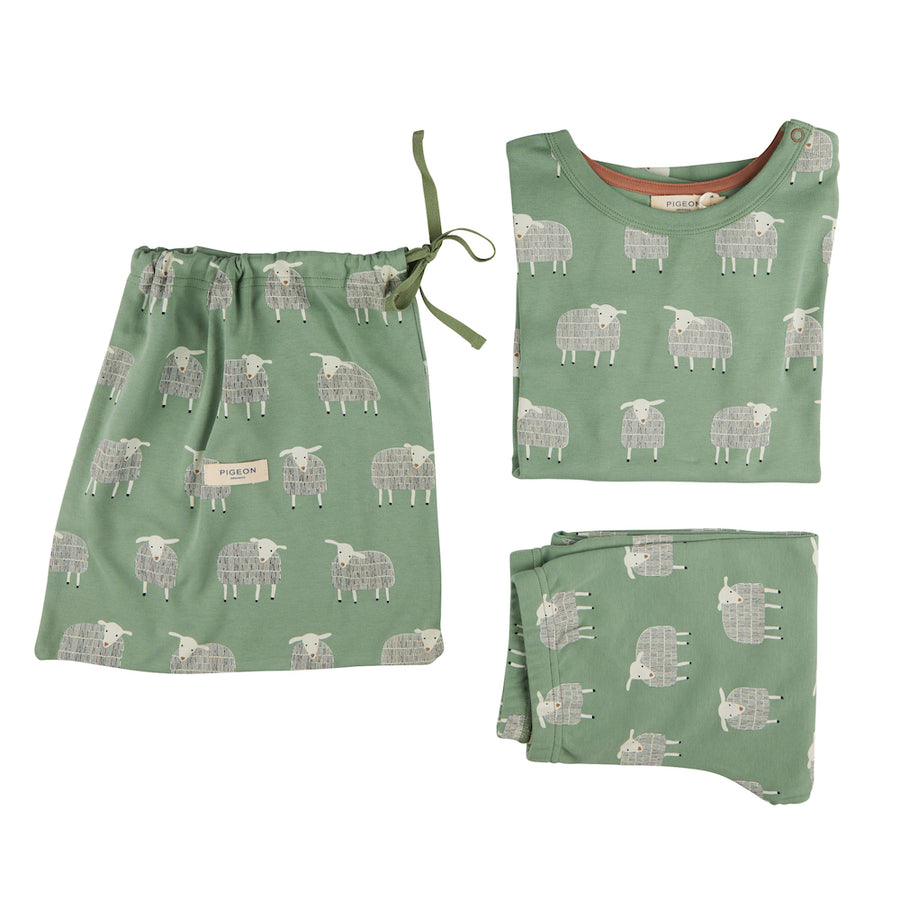 Pigeon Organics Pyjamas In A Bag, Sheep - Basil