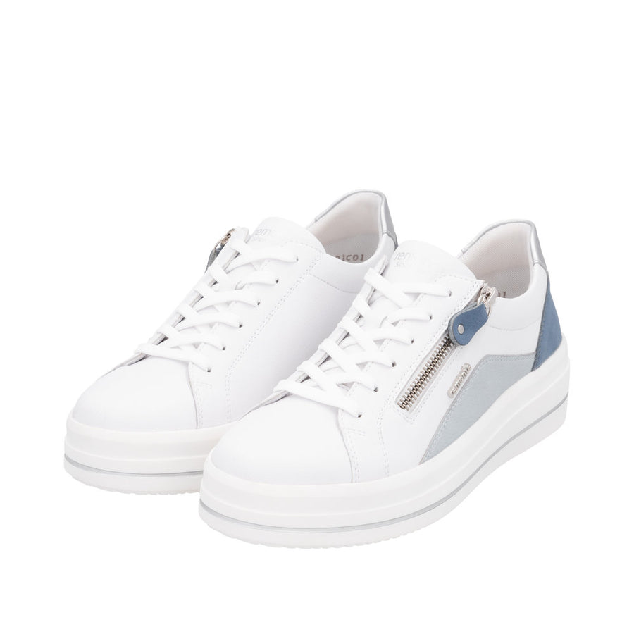 Remonte D1C01-84 White Combination Leather Casual Shoes