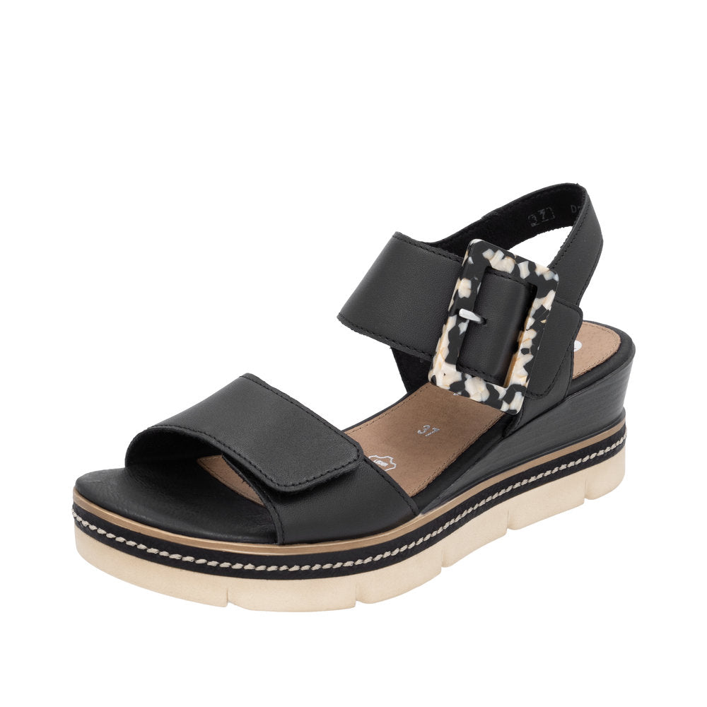 Remonte D2L53-00 Black Leather Sandals