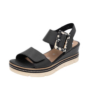 Remonte D2L53-00 Black Leather Sandals