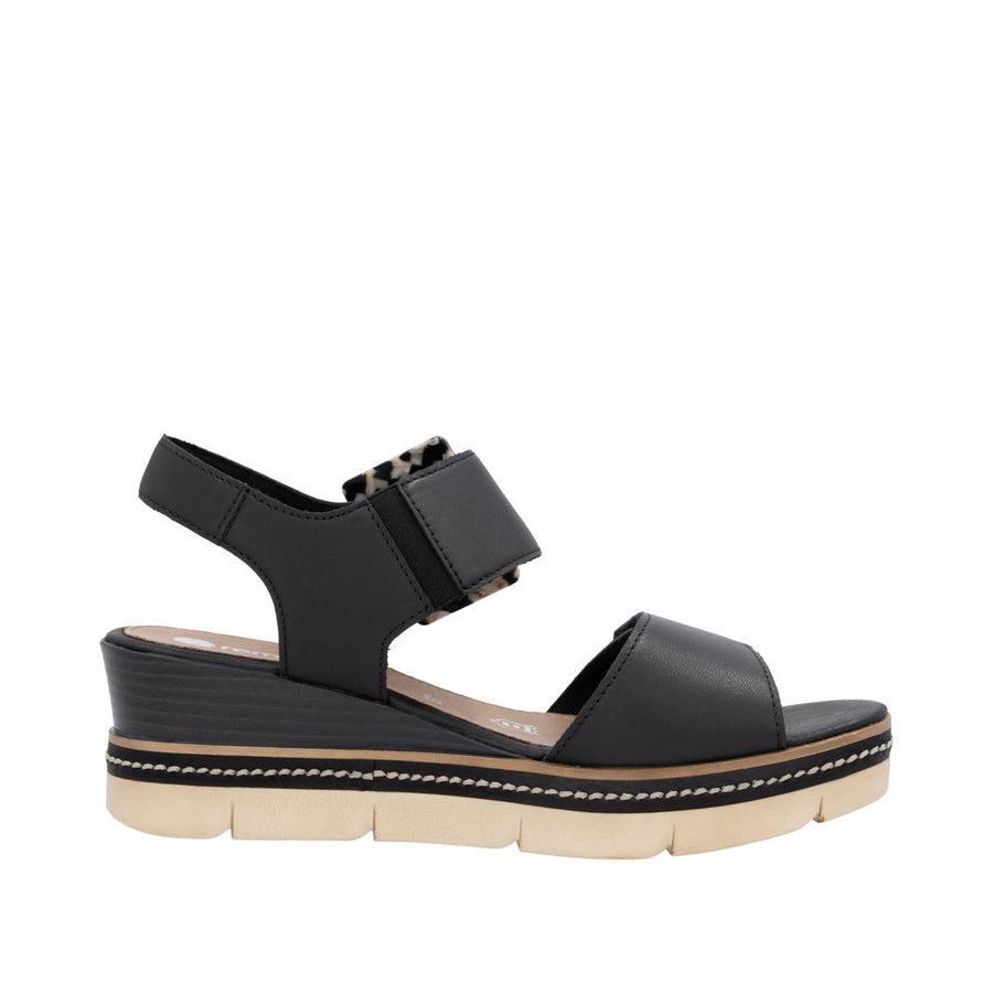 Remonte D2L53-00 Black Leather Sandals