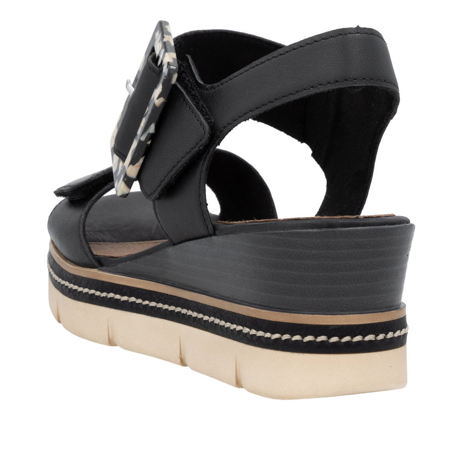 Remonte D2L53-00 Black Leather Sandals