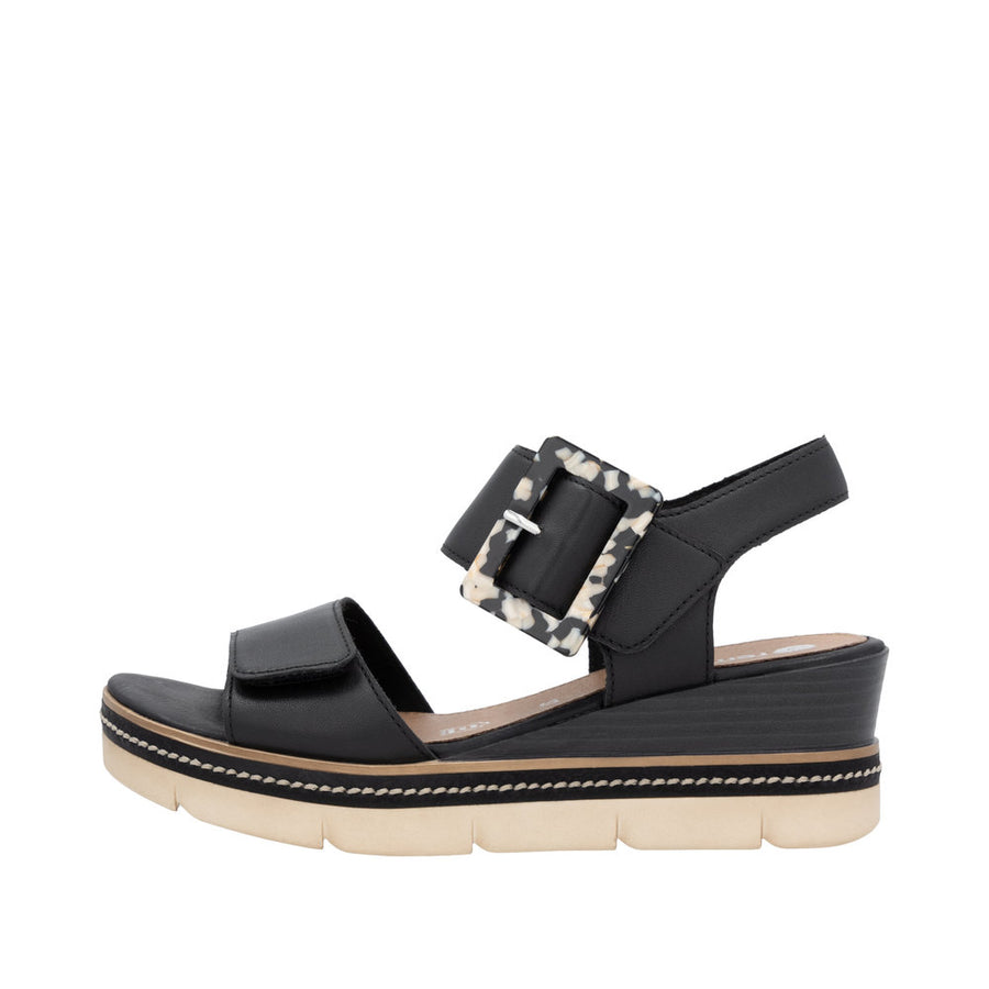 Remonte D2L53-00 Black Leather Sandals