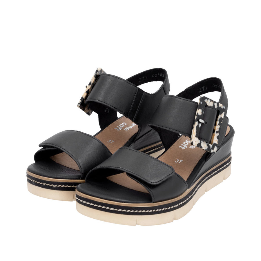 Remonte D2L53-00 Black Leather Sandals