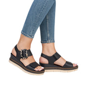 Remonte D2L53-00 Black Leather Sandals