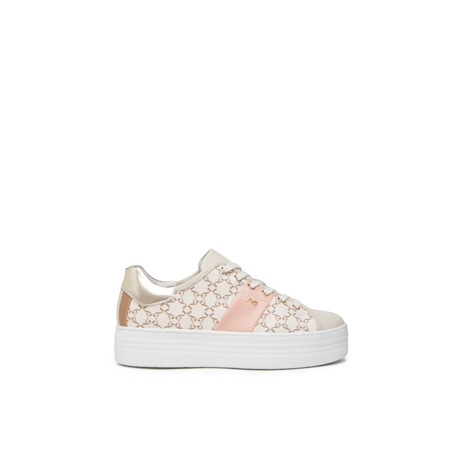 NeroGiardini E409956D Cream Peach Print Chunky Sneaker